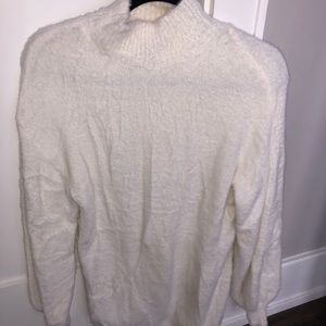 Fluffy white sweater dress